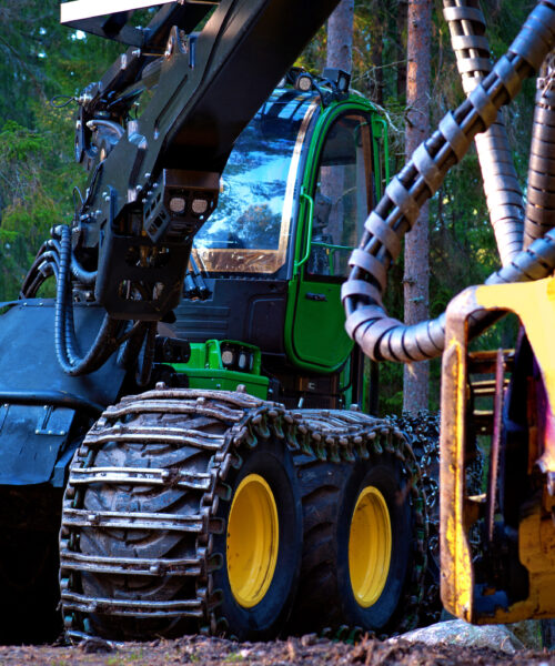 Heavy machine used for deforestation in clearing