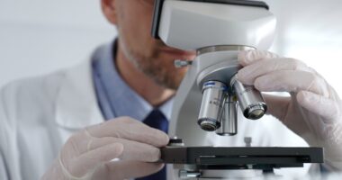 A Scientist Using Medical Equipment In A Lab